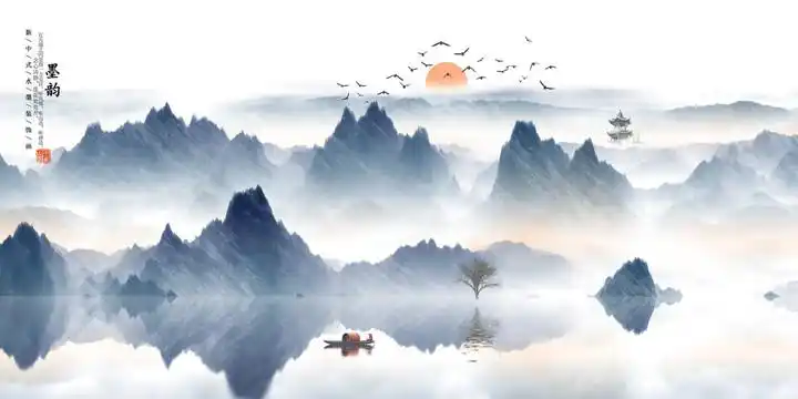 山水风景背景墙图片