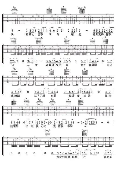 你把我灌醉吉他谱邓紫棋