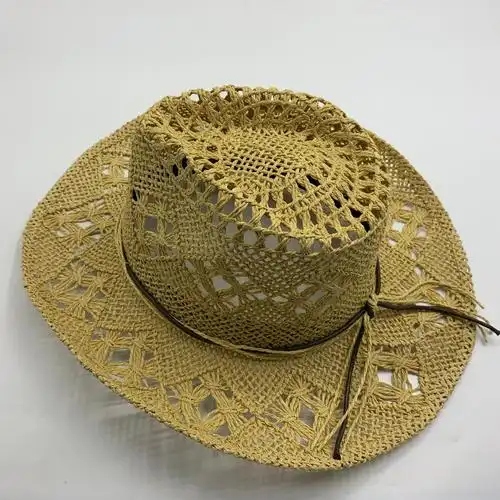 纯手工精编织草帽镂空草编帽男女通用礼帽子春夏季遮阳凉帽牛仔帽