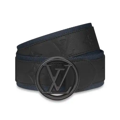 louis vuitton/路易威登 19春夏男士新款lv圆扣会黑色压花4cm腰带