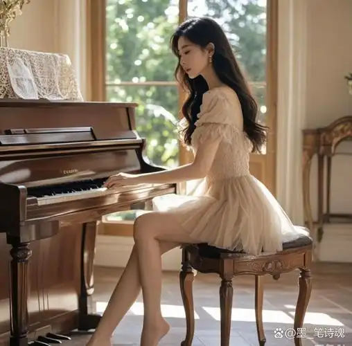 最性感丰满艺术照美女弹钢琴美图适合钢琴演奏的短发造型弹钢琴的女孩
