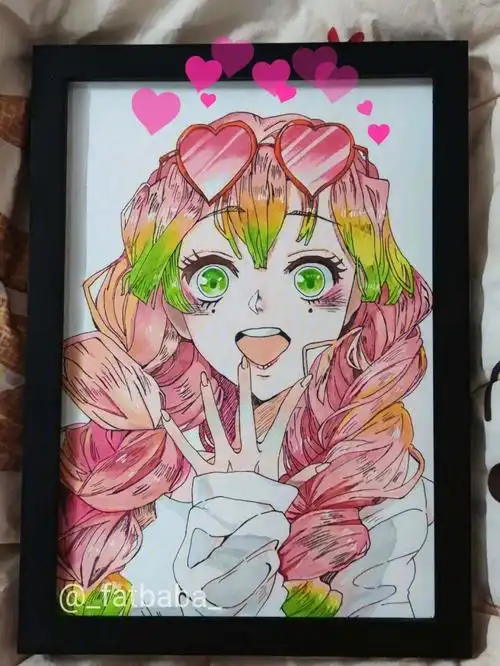 鬼灭之刃恋柱甘露寺蜜璃马克笔手绘