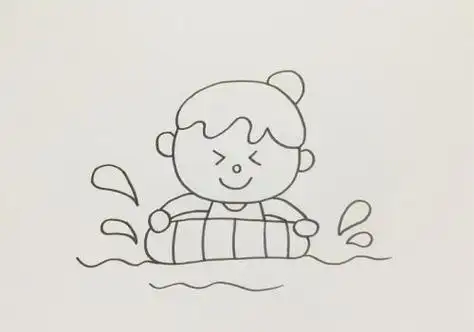 女孩游泳简笔画儿童画怎么画_简笔画图片大全 - 元艺考