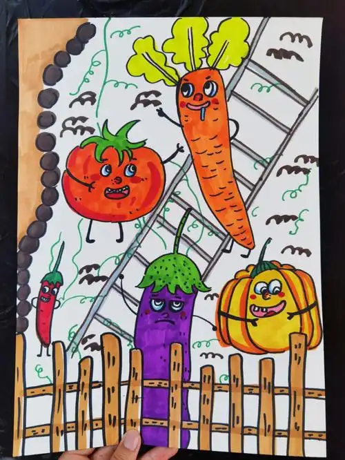 幼儿创意美术外公的菜园子