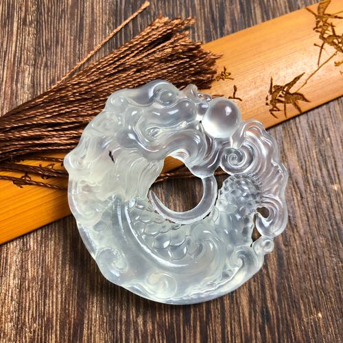 天然岫玉龙鱼平安扣吊坠高冰种保真男女款玉石挂件鱼跃龙门精雕坠