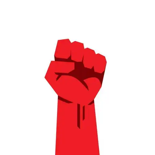 扁平插图风格红色握紧的拳头象征了力量和奋发图强的精神图片免抠矢量