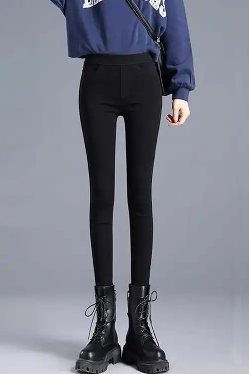 魔术黑色打底裤女外穿春秋紧身2021新款高腰显瘦加绒小脚裤子