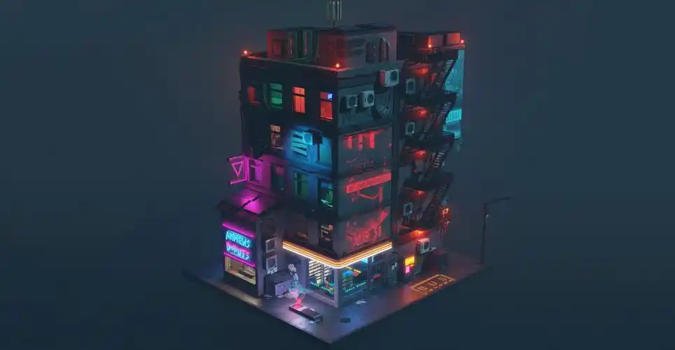 《wallpaper engine》赛博朋克风小楼3d动态壁纸