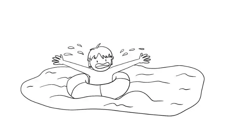 67游泳的小男孩简笔画