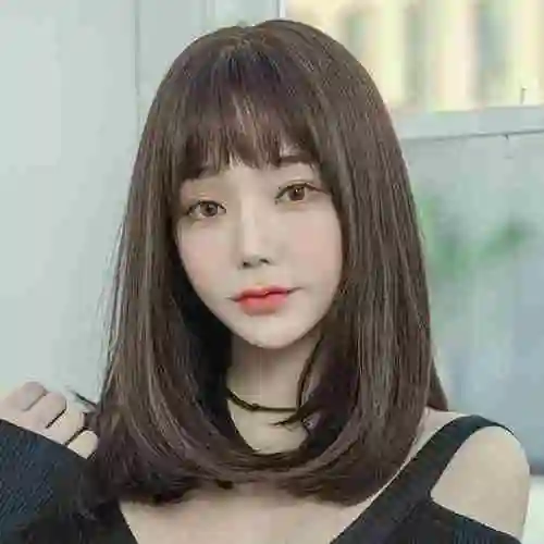韩式发型假发女中长发长直发自然全头套式伪娘网红圆脸锁骨发短发