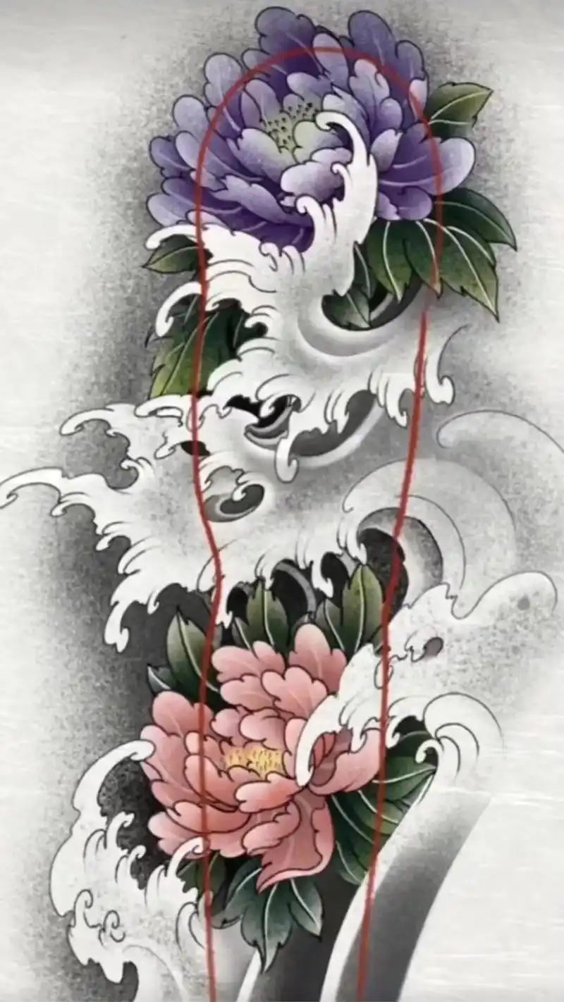 牡丹花臂纹图分享