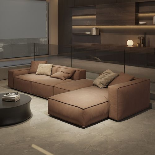 纳威意式极简真皮沙发头层牛皮小户户型2022年流行皮艺沙发