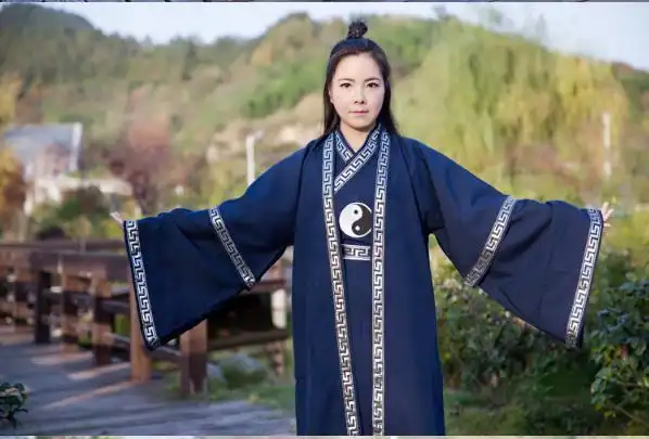 武当长袍道教长褂太服道服道袍汉服男道衣女道士服装法衣披挂男女款