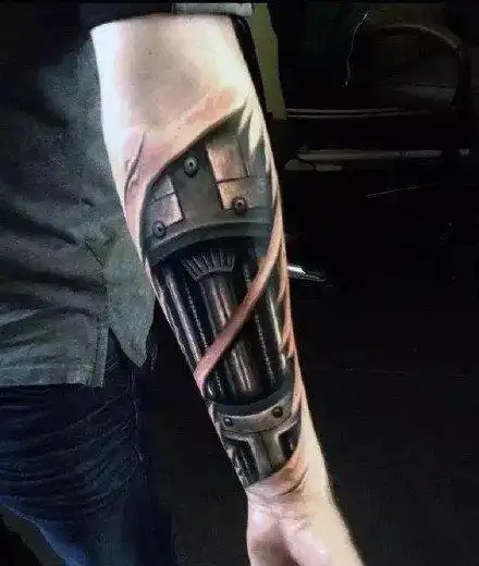 适合男生的3d机械手臂纹身图案3