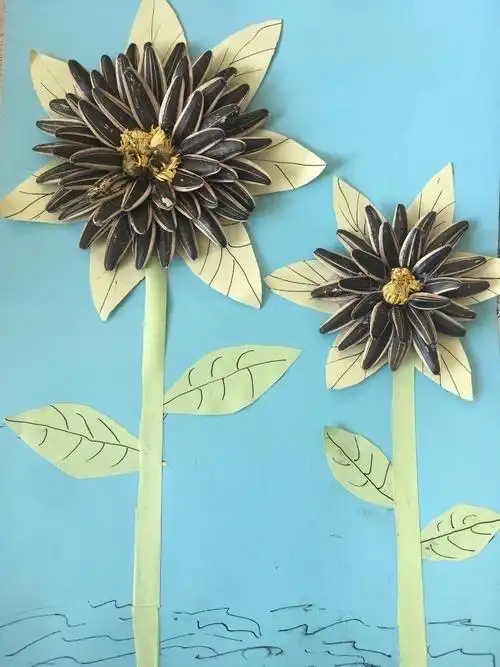 5.干脆用向日葵的果实瓜子来作画吧