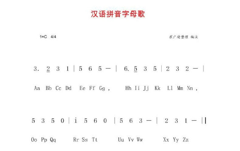 【小学语文课件】26个汉语拼音字母歌的发音标注版