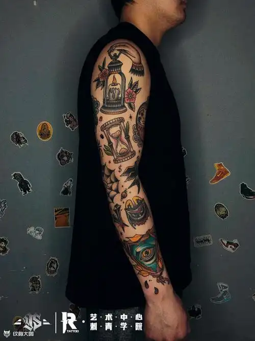 拼接花臂_纹身图案手稿图片_耀扬的纹身作品集