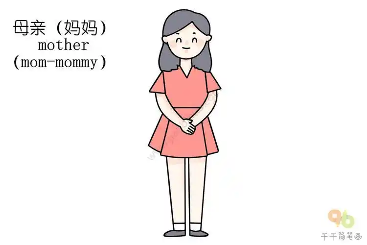 妈妈卡通彩色简笔画