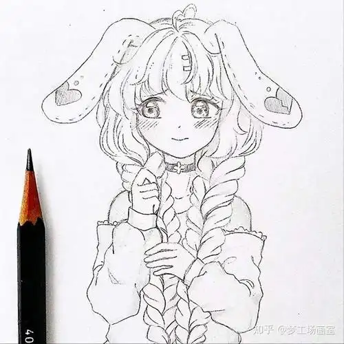 动漫女生手绘线稿