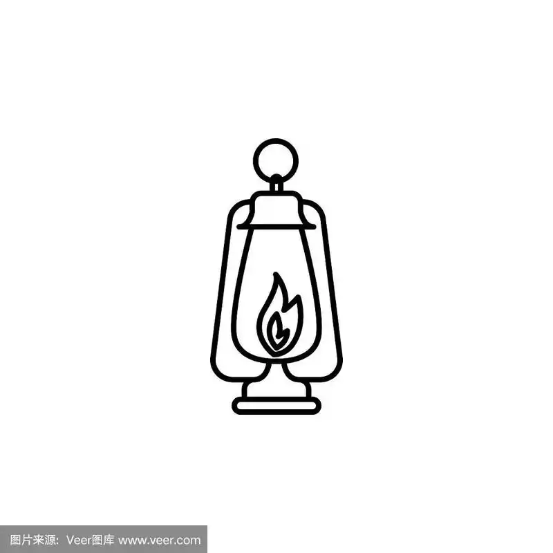 细线古代煤油灯可用于网络和移动