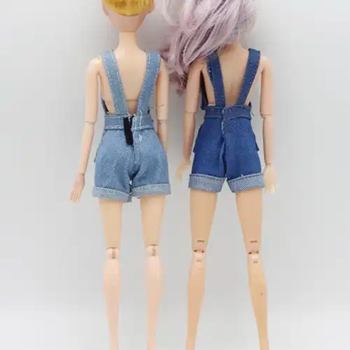 巴芘洋娃娃裤娃娃衣服裤子6分bjd小布娃娃玩具配件牛仔吊带短裤