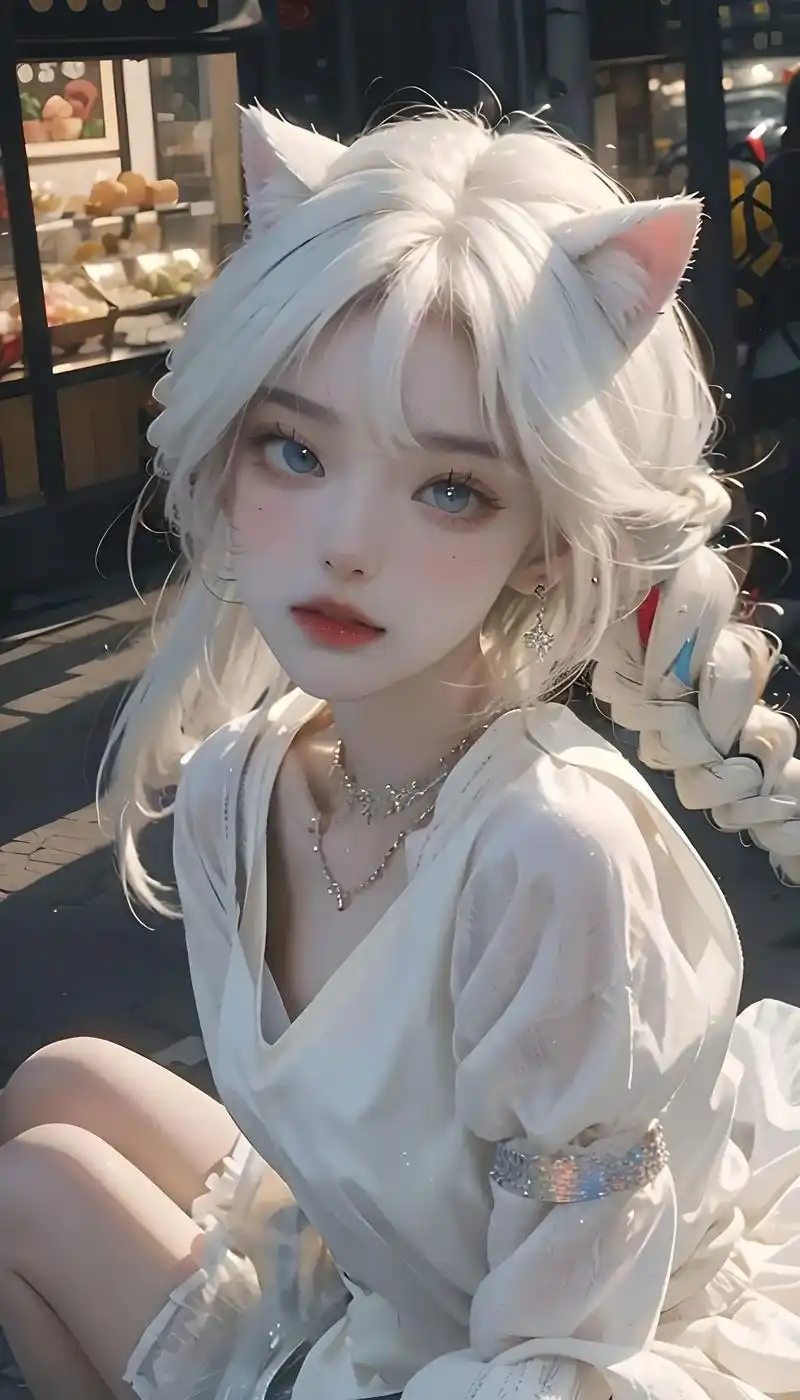 白发蓝瞳神秘美少女,等你来探索!"#甜 - 抖音