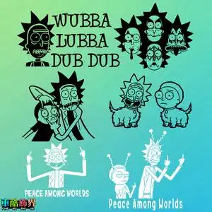 动画漫瑞克和莫蒂rick and morty恶搞竖中指汽车主机玻璃镂空贴纸