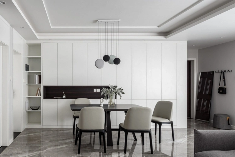 现代三居117平游走于灰色调,酷中带暖三居现代简约家装装修案例效果图