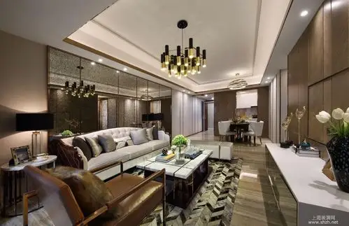 尚海湾大平层装修现代风格设计-效果图