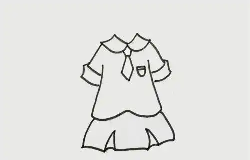 夏季校服简笔画怎么画简单版的校服裙简笔画带步骤画法
