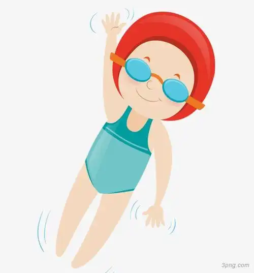 小孩游泳png素材透明免抠图片-卡通手绘-三元素3png.com