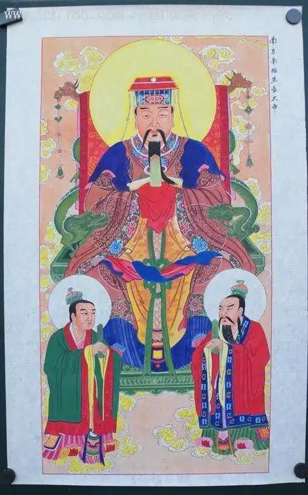 道教壁画《南方南极长生大帝》(054)