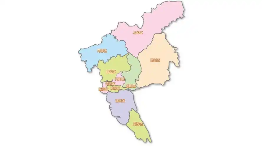 广州地图(可各区分拆)ppt