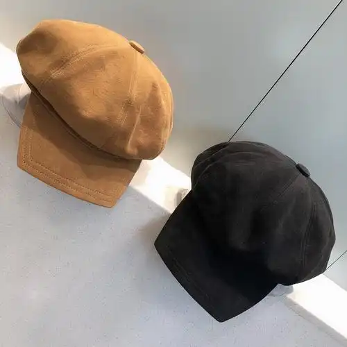 早秋新款八角帽女秋冬方形帽檐网红红韩复古帽子