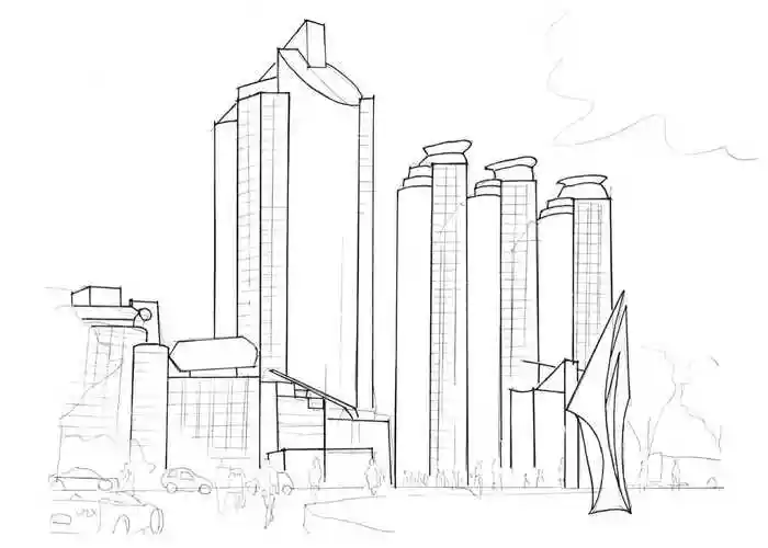 分步骤教你画城区高楼建筑画法,简单易学,收藏