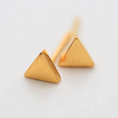 k金耳钉18k黄金三角形简约气质耳钉精致时尚不掉色au750女防过敏