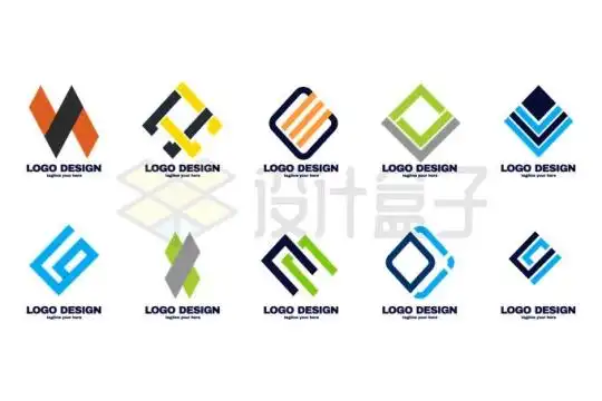 10款菱形四边形logo设计方案9367954矢量图片免抠素材