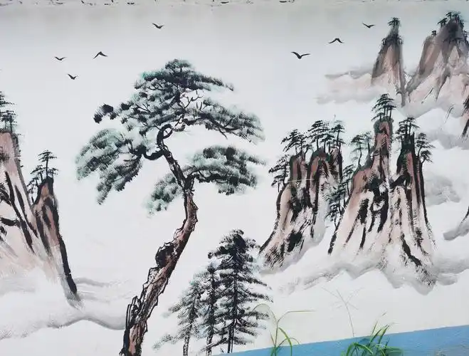 墙体彩绘 广告 山水 墙画