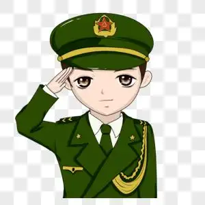 军人敬礼卡通图片