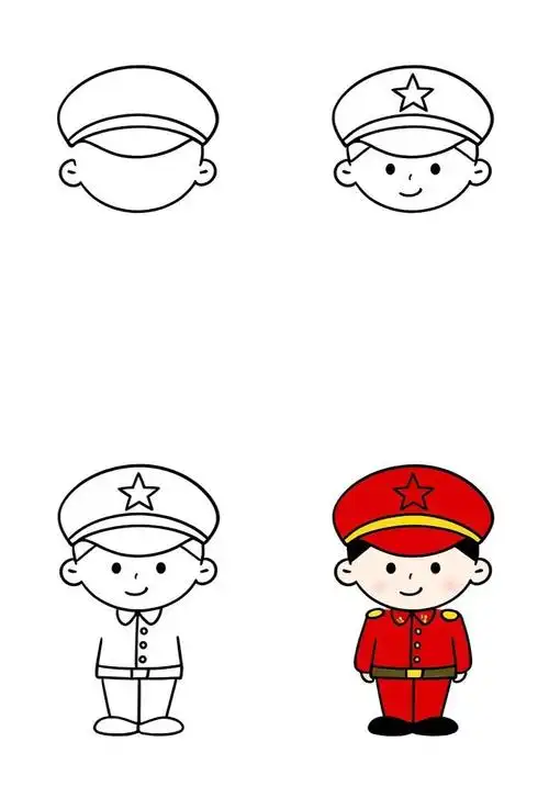 🎨红军战士简笔画🌟 嘿,小伙伴们!