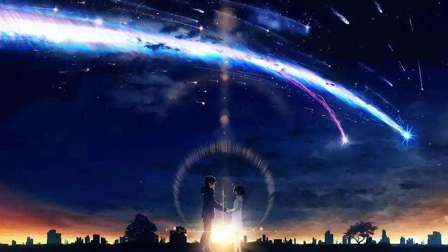 夜色唯美动漫星空美女高清桌面壁纸同人二次元星空美女动漫