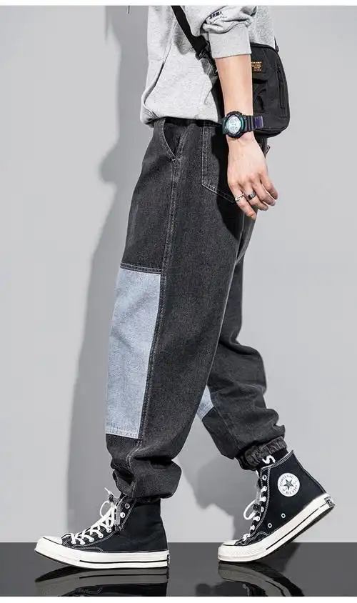 2020秋冬季新款牛仔裤男士直筒宽松潮牌阔腿束脚潮流韩版百搭裤子