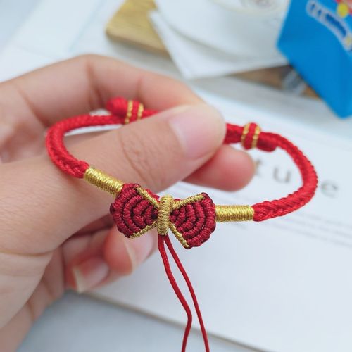 红绳手工编织白雪在逃公主半成品手绳蝴蝶结手链手链
