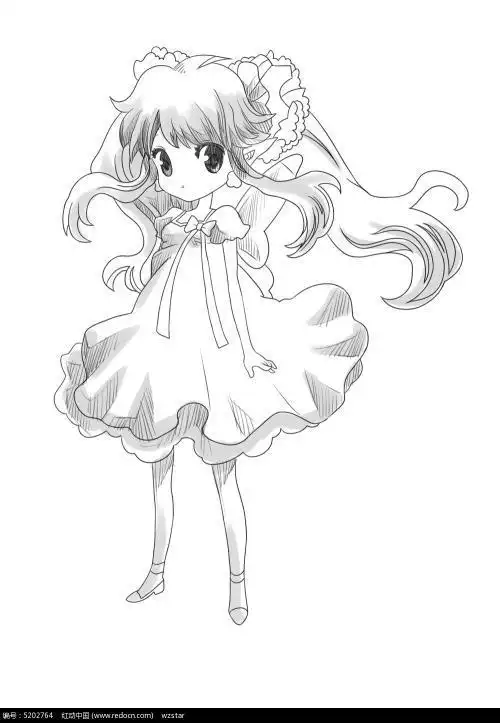 超级简笔画动漫简笔画人物少女q版可爱抖音小女孩的q版女仆装美少女