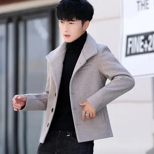 yuansu小风衣男士短款呢子衣服春秋季韩版潮流男装妮子夹克帅气男生