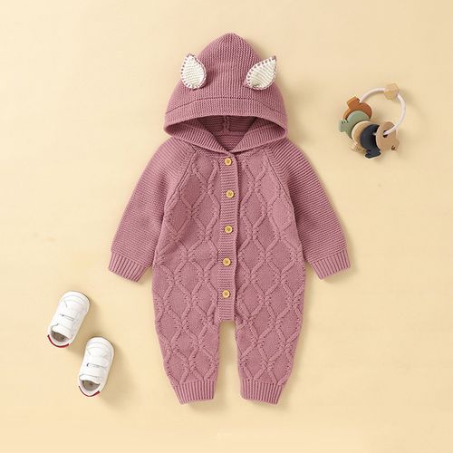 可爱婴儿女童针织衫连体衣服刚出生小宝宝开衫毛衣爬爬服春秋冬装