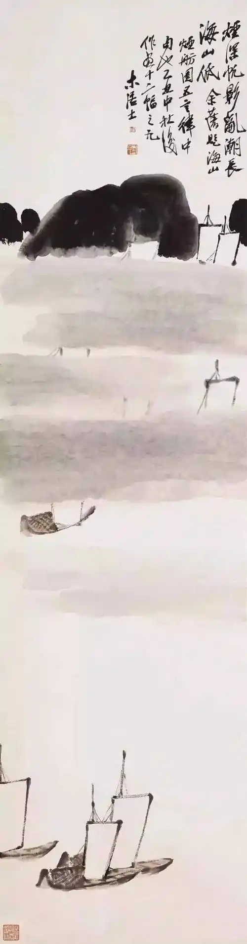 齐白石的"极简"山水画,大师之笔让人叹服!