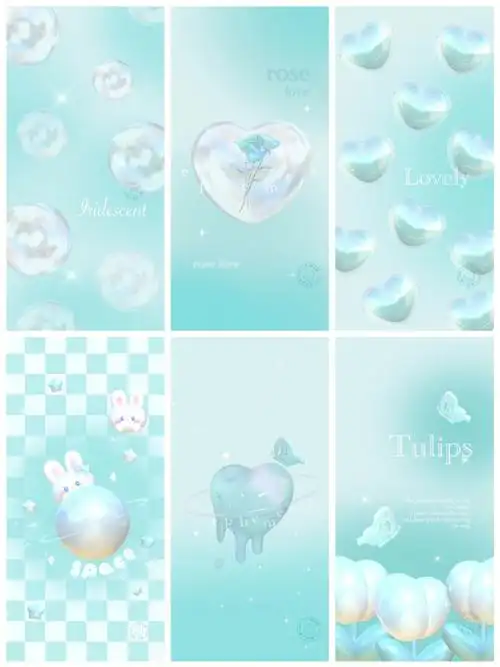 08原创壁纸tiffany蓝薄荷绿调梦幻3d壁纸