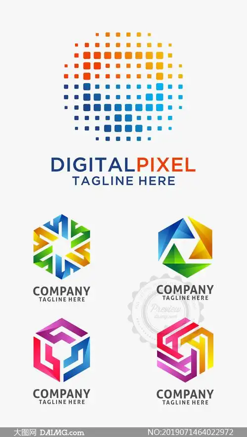 缤纷多彩几何图形标志设计矢量素材