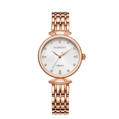 新款正品罗西尼手表女小礼裙学生石英女士手表超薄镶钻玫瑰金